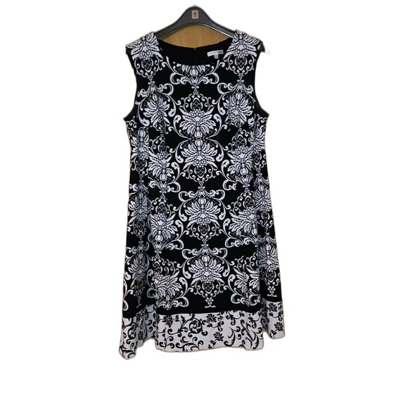 Sandra Darren black and white patterned sleeveless dress Size 14W EUC - Picture 2 of 4